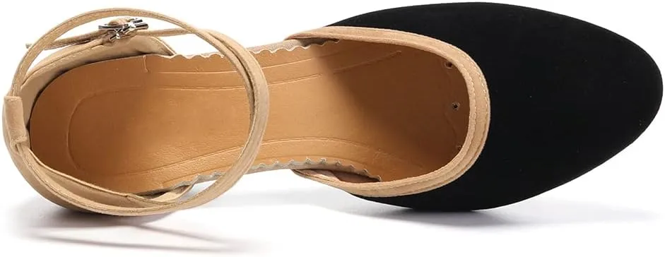 JUODVMP Women's Ballroom Dance Shoes Closed Toe Satin Modern Latin Dance Shoes Crisscross Belt Women Model DY212