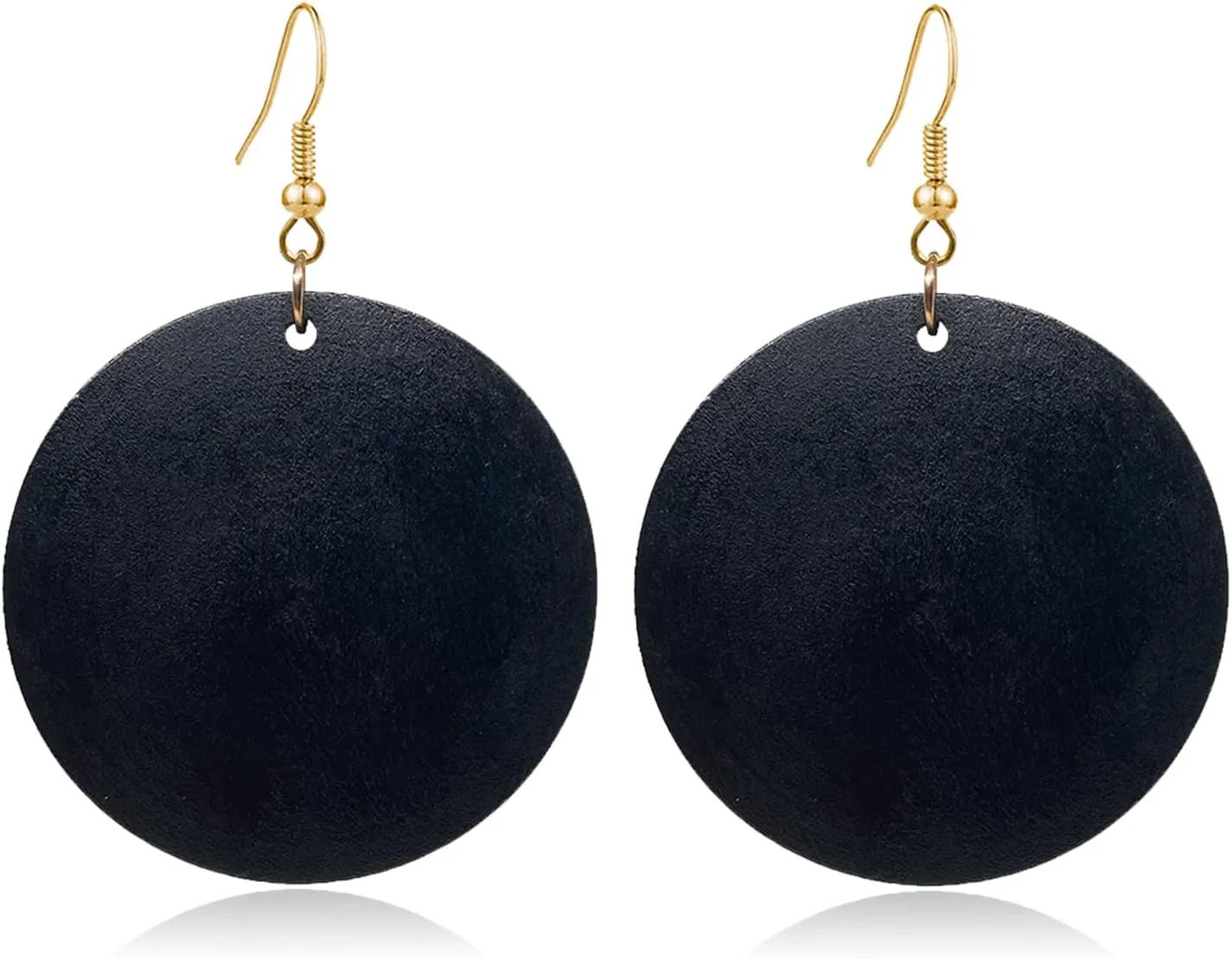 KaFu Dangle Natural Wood Teardrop Geometric Lightweight Drop Circle Earrings Stainless Steel Stud Bohemia Retro Earrings for Women