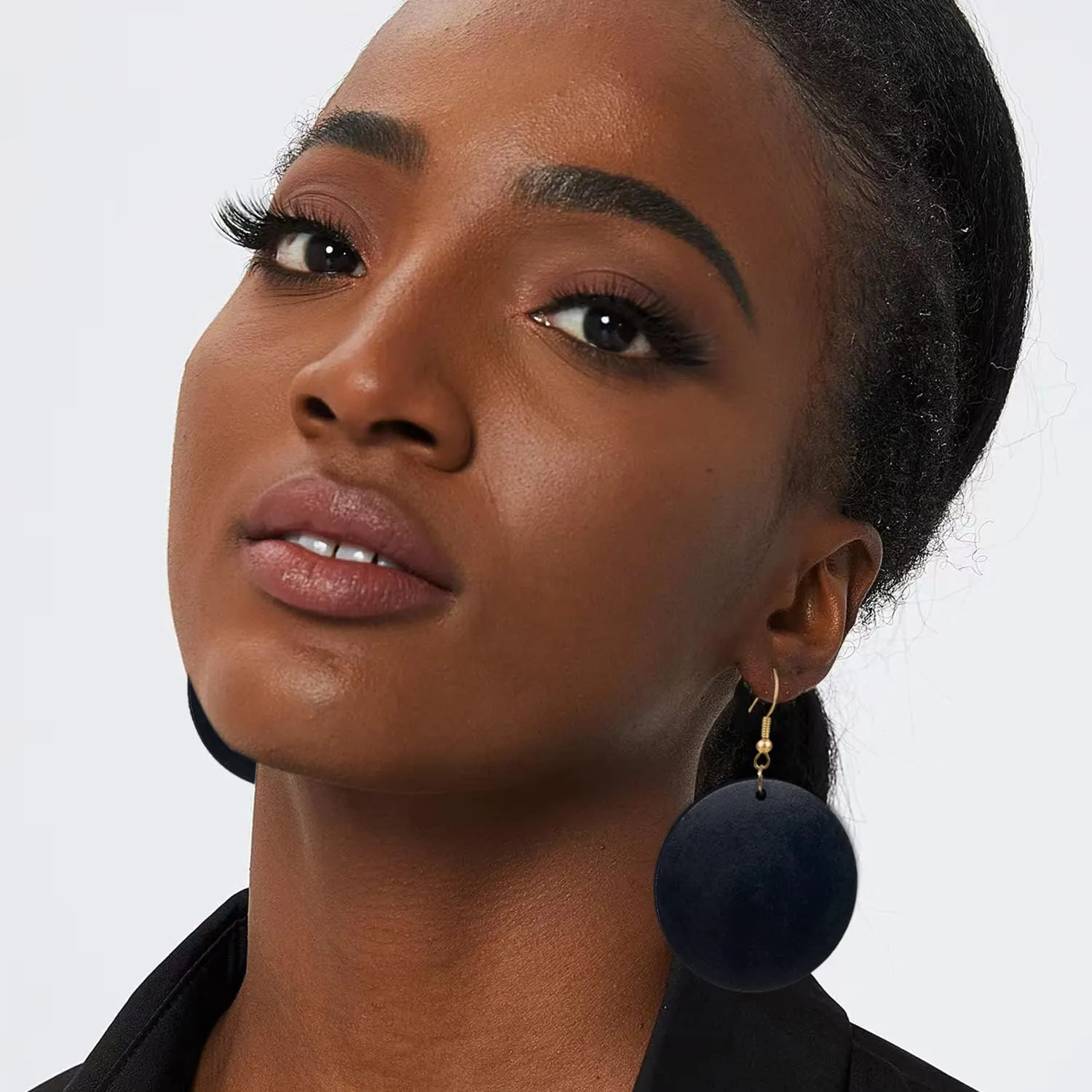 KaFu Dangle Natural Wood Teardrop Geometric Lightweight Drop Circle Earrings Stainless Steel Stud Bohemia Retro Earrings for Women