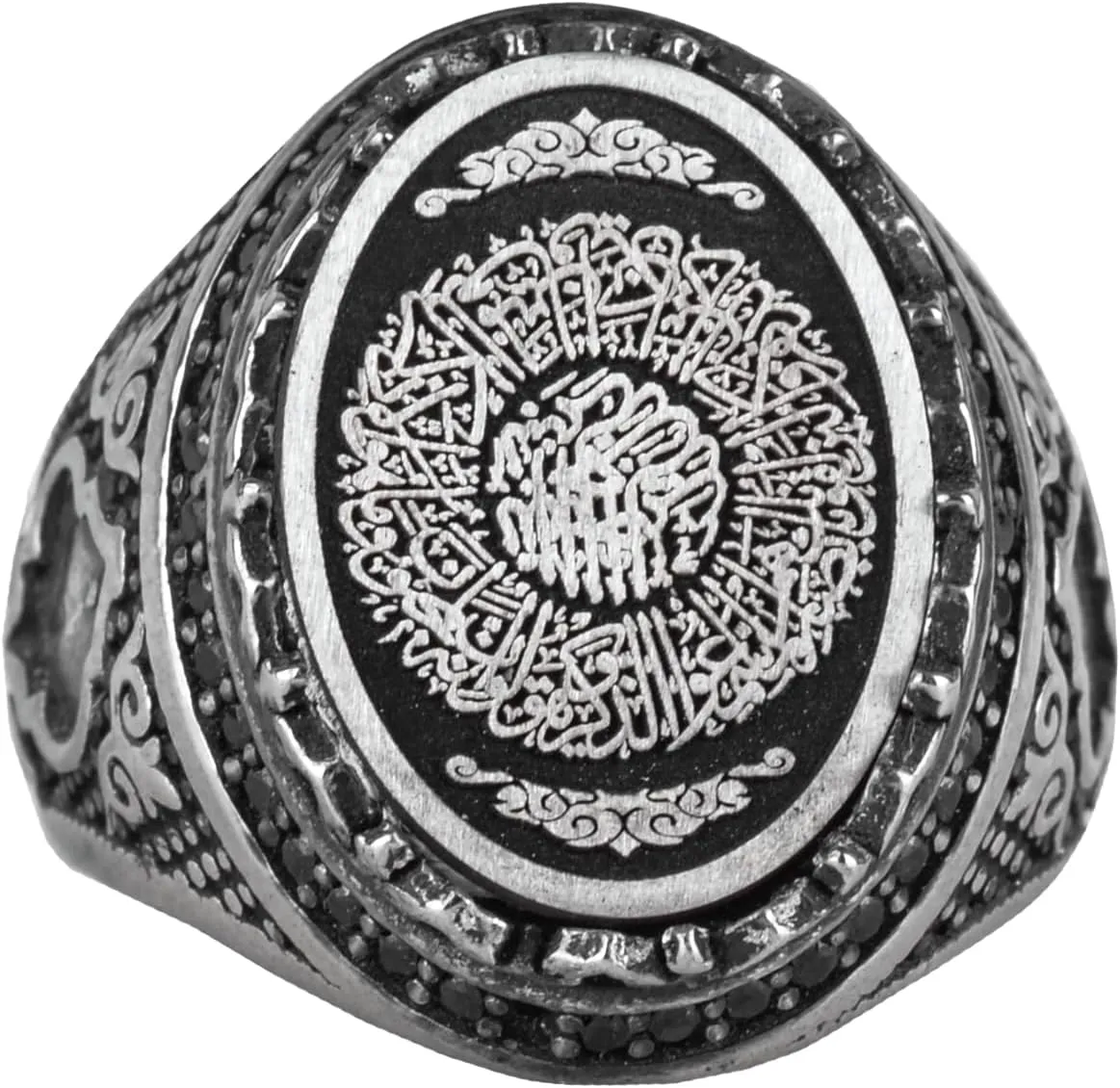 KAMBO Sterling Silver Men's Ring with Islamic Calligraphy Design - Symbol of Faith and Spirituality - Handmade Religious Jewelry
