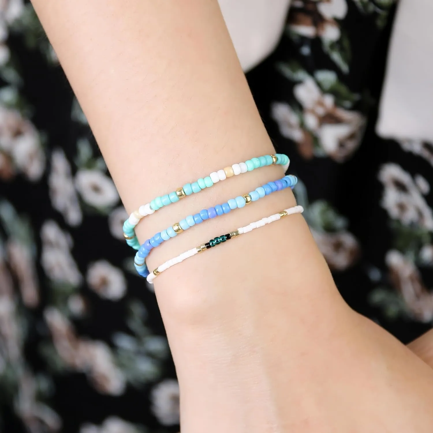 KELITCH BOHO Miyuki Beaded Strand Bracelets Thin Rope Stack Wrap Bracelets Women Fashion Handmade Friendship Bracelets