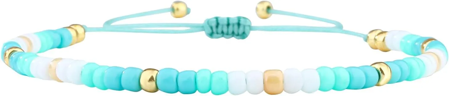 KELITCH BOHO Miyuki Beaded Strand Bracelets Thin Rope Stack Wrap Bracelets Women Fashion Handmade Friendship Bracelets