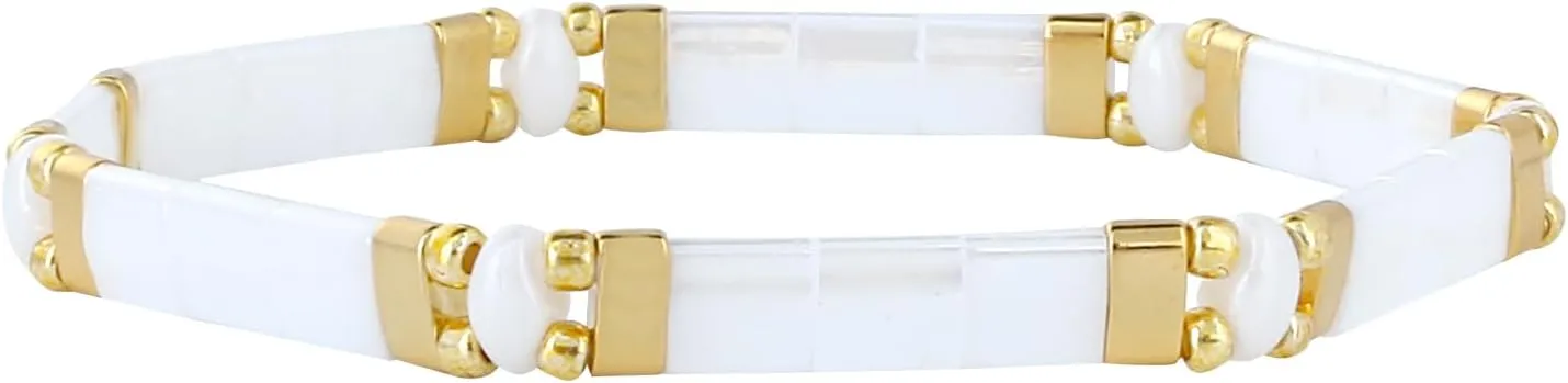 KELITCH New Women Tila Beads Bracelets Colorful Friendship Stackable Stretch Bracelets H