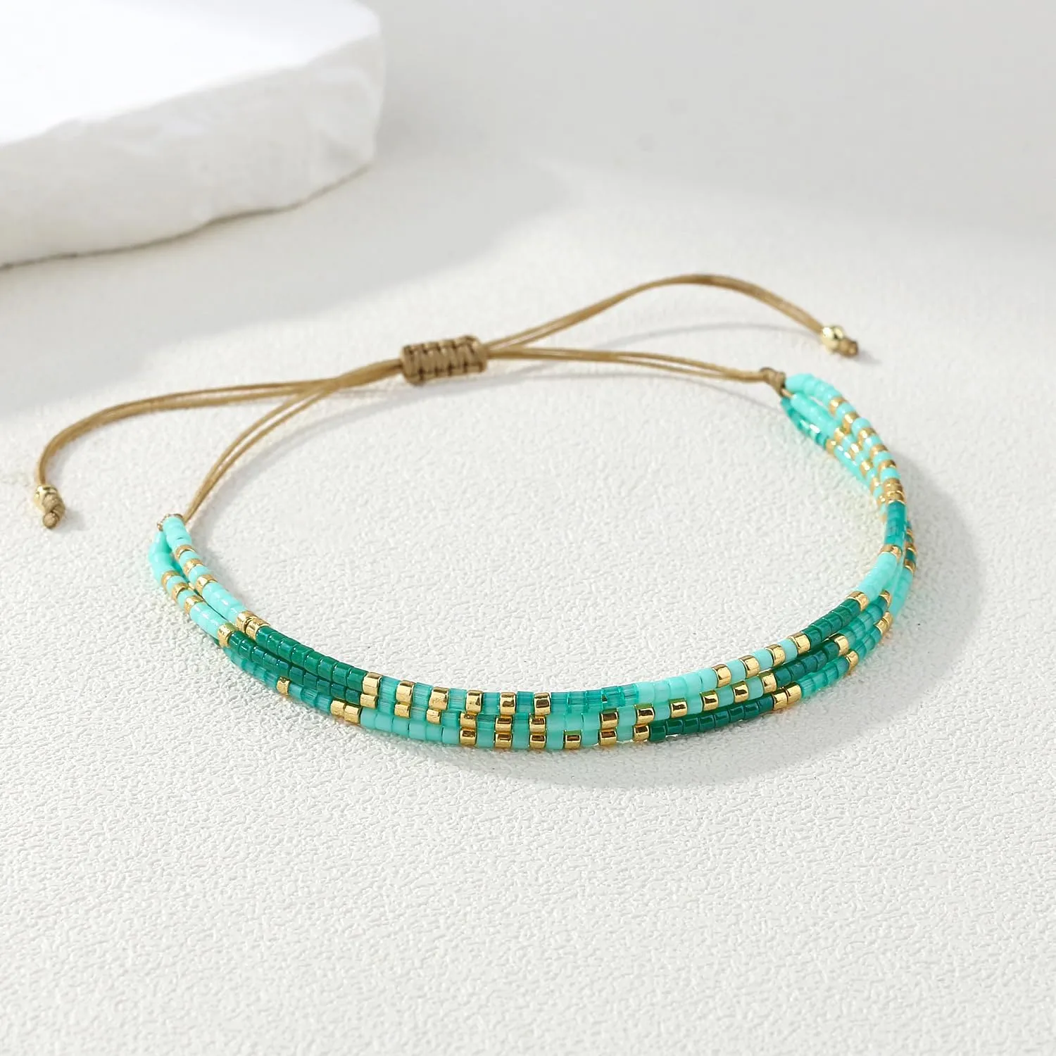 KELITCH Women Miyuki Friendship Bracelets Boho Hand-Braided Strand Bracelets Bangle