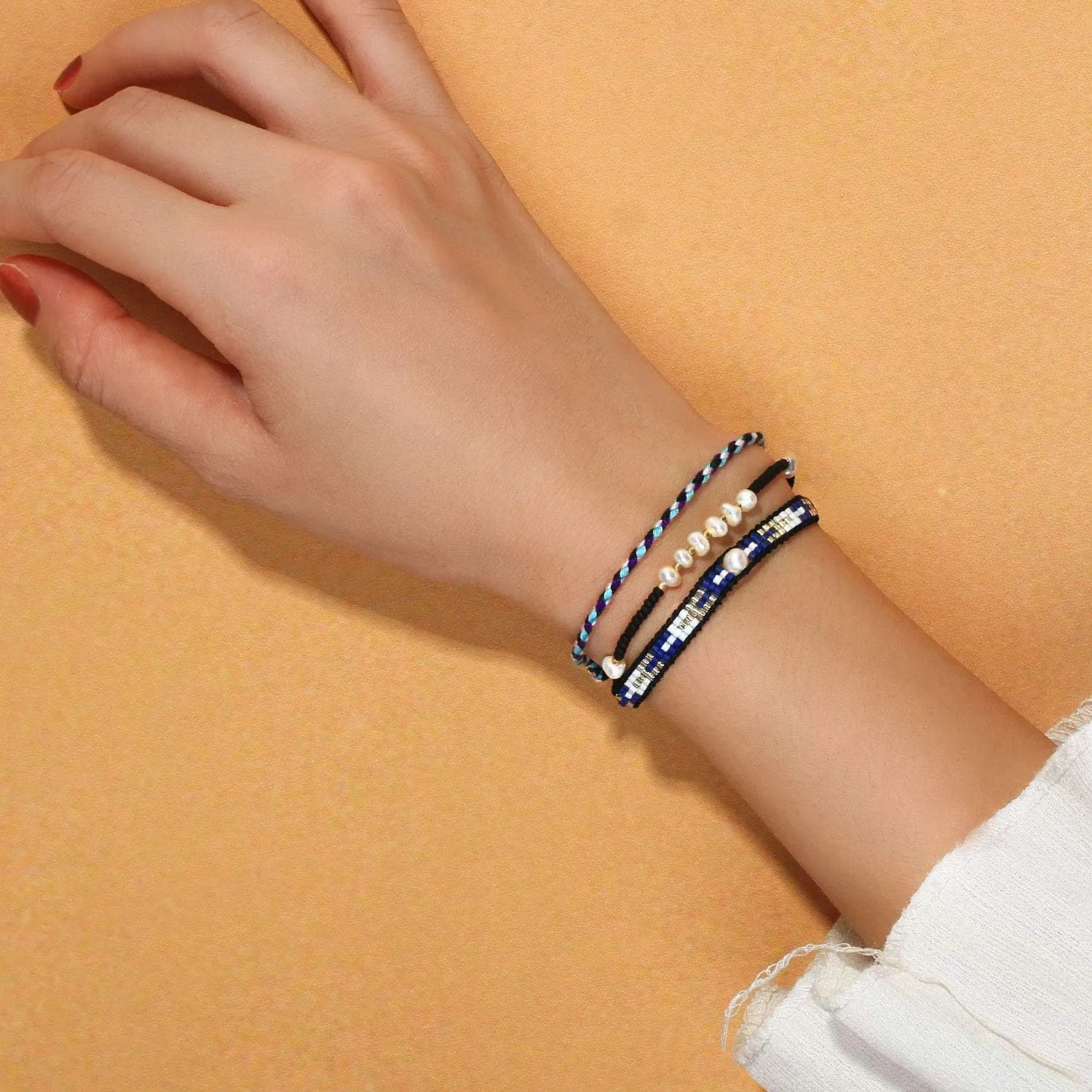 KELITCH Women Pearls Beaded Bracelets Handmade Miyuki Seed Beads Friendship Bracelets