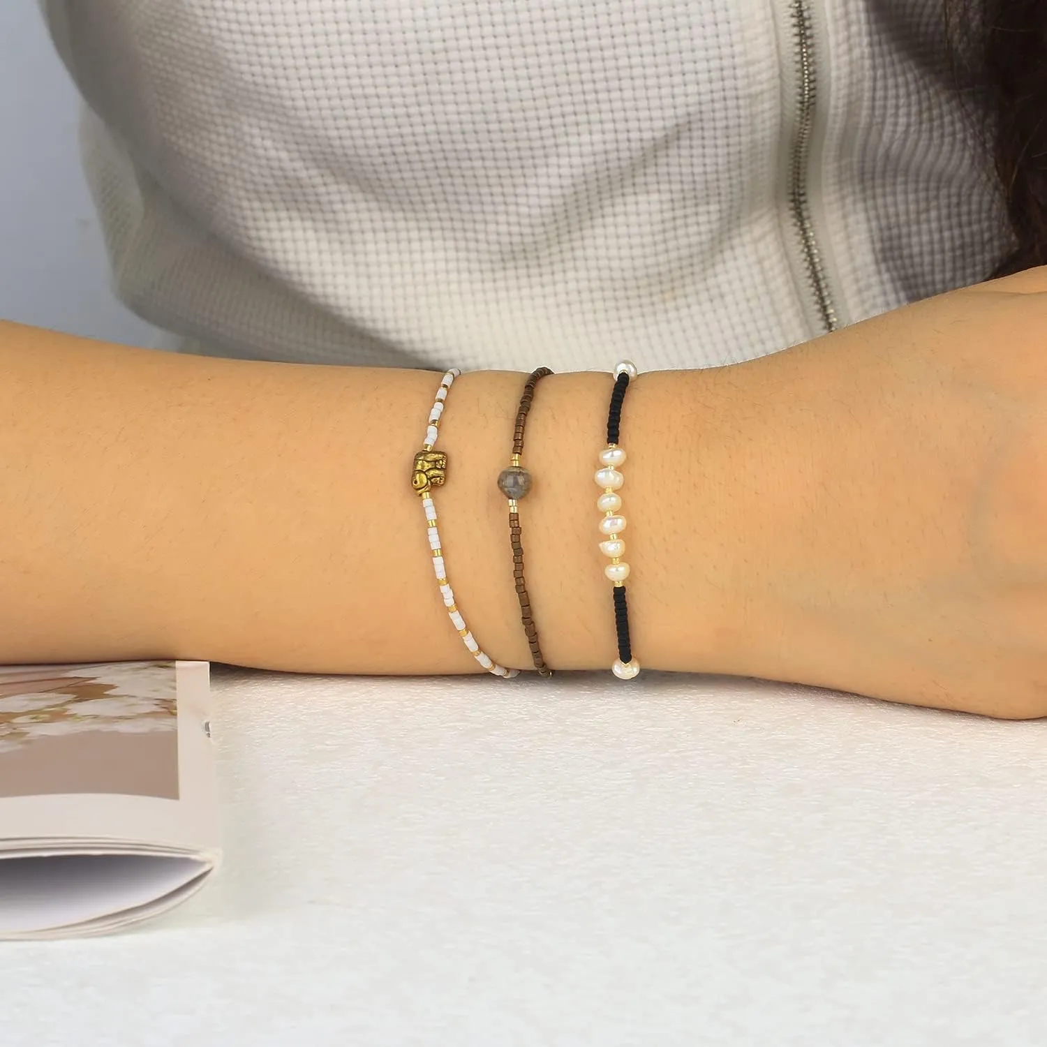 KELITCH Women Pearls Beaded Bracelets Handmade Miyuki Seed Beads Friendship Bracelets