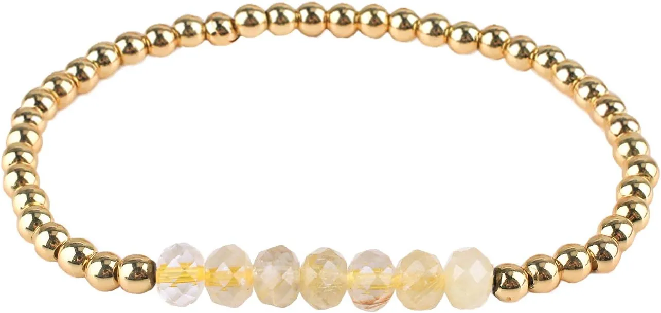 KELITCH Women Silver Stretch Bracelets Turquoise Beaded Bracelet Agate Crystal Cuff Bracelets