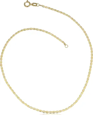Kooljewelry 10k Yellow Gold Flat Oval Link Anklet (1.2mm, 10 inch)