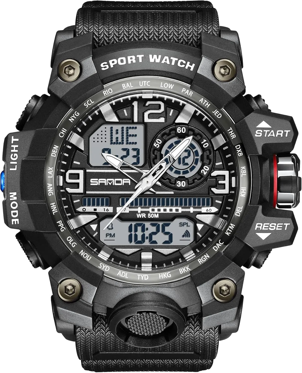 KXAITO Men's Watches Sports Outdoor Waterproof Military Watch Date Multi Function Tactics LED Face Alarm Stopwatch for Men 3133