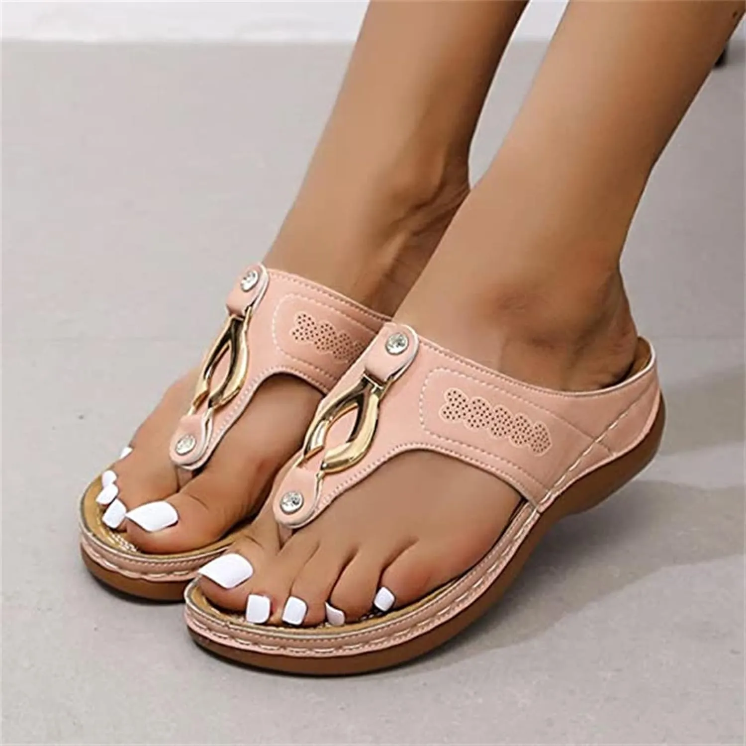 Ladmiple Comfortable Orthopedic Sandals For Women Dressy Summer Arch Support Orthotic Slides Flip Flops Soft Beach Shoes