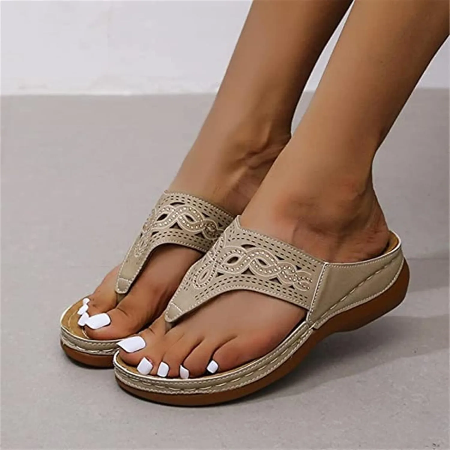 Ladmiple Dress Sandals For Women Orthotic Dressy Summer Comfort Walking Open Toe Arch Support Slides Orthopedic Flip Flops
