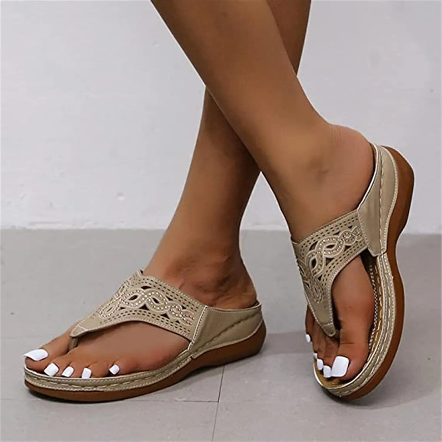 Ladmiple Dress Sandals For Women Orthotic Dressy Summer Comfort Walking Open Toe Arch Support Slides Orthopedic Flip Flops
