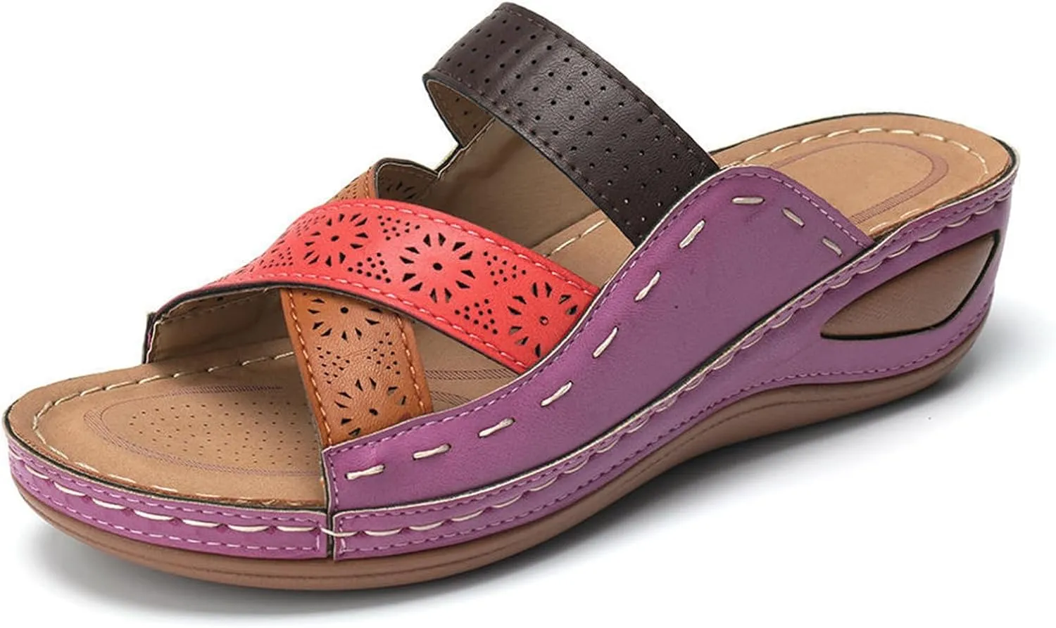 Ladmiple Fashion Sandals Women Dressy Summer Flat Orthotic Slides Comfortable Walking Orthopedic Flip Flops with Arch Support