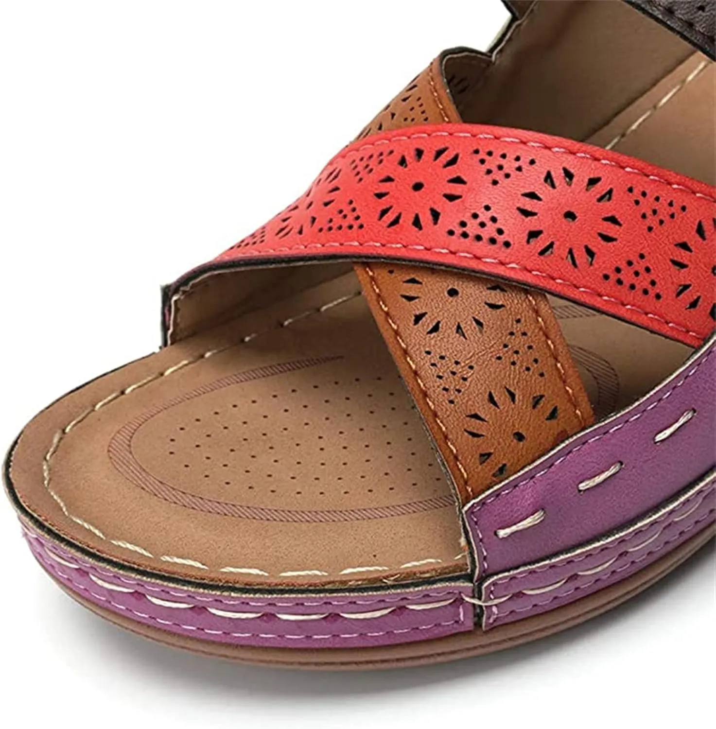 Ladmiple Fashion Sandals Women Dressy Summer Flat Orthotic Slides Comfortable Walking Orthopedic Flip Flops with Arch Support
