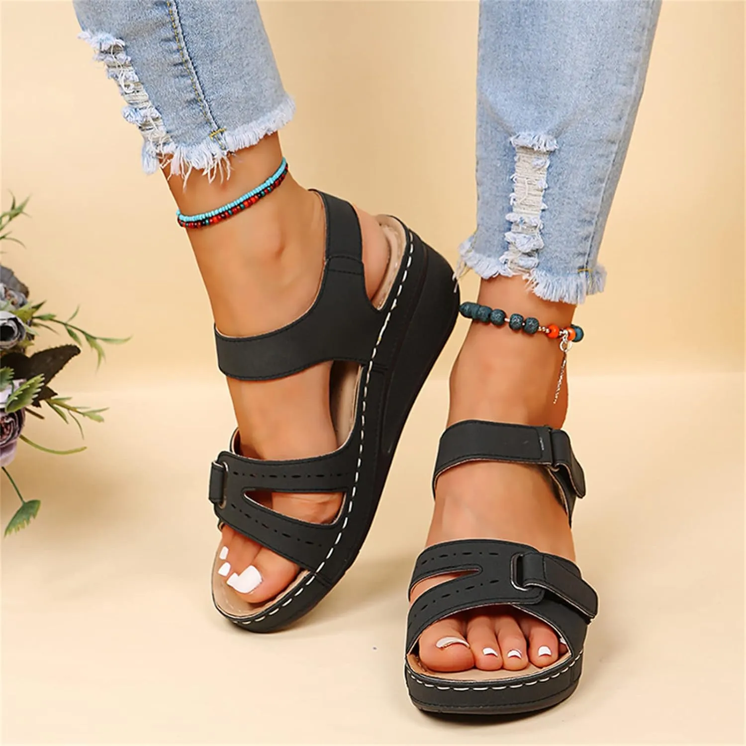 Ladmiple Orthopedic Sandals For Women Wide Width Comfortable Flip Flops with Arch Support Dressy Summer Orthotic Slides