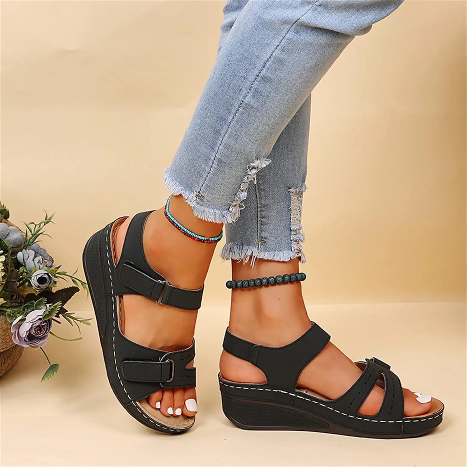 Ladmiple Orthopedic Sandals For Women Wide Width Comfortable Flip Flops with Arch Support Dressy Summer Orthotic Slides