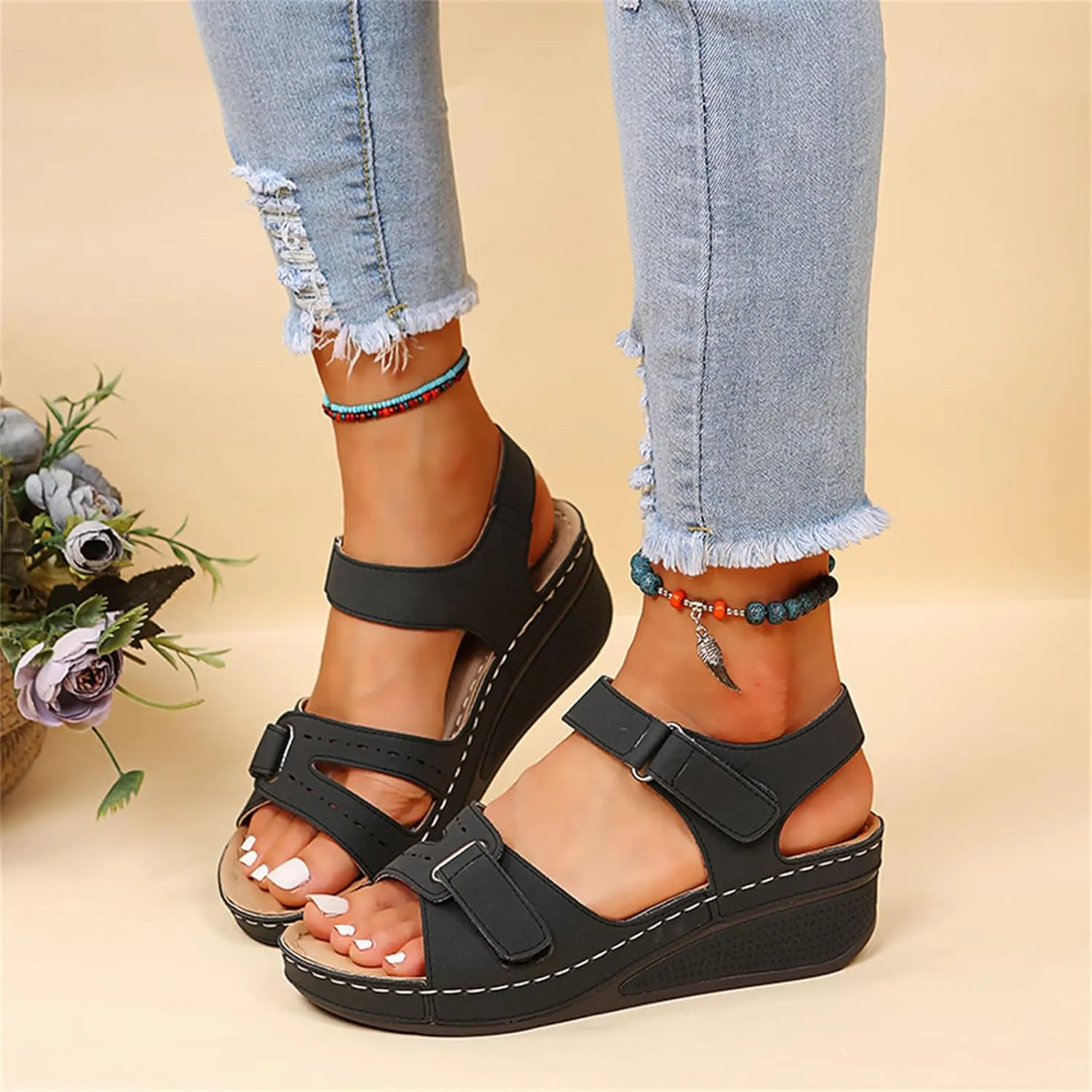 Ladmiple Orthopedic Sandals For Women Wide Width Comfortable Flip Flops with Arch Support Dressy Summer Orthotic Slides