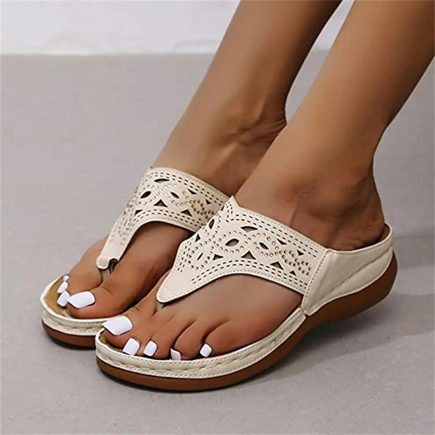 Ladmiple Orthotic Dress Sandals For Women With Arch Support Orthopedic Flip Flops Summer Comfortable Walking Slides