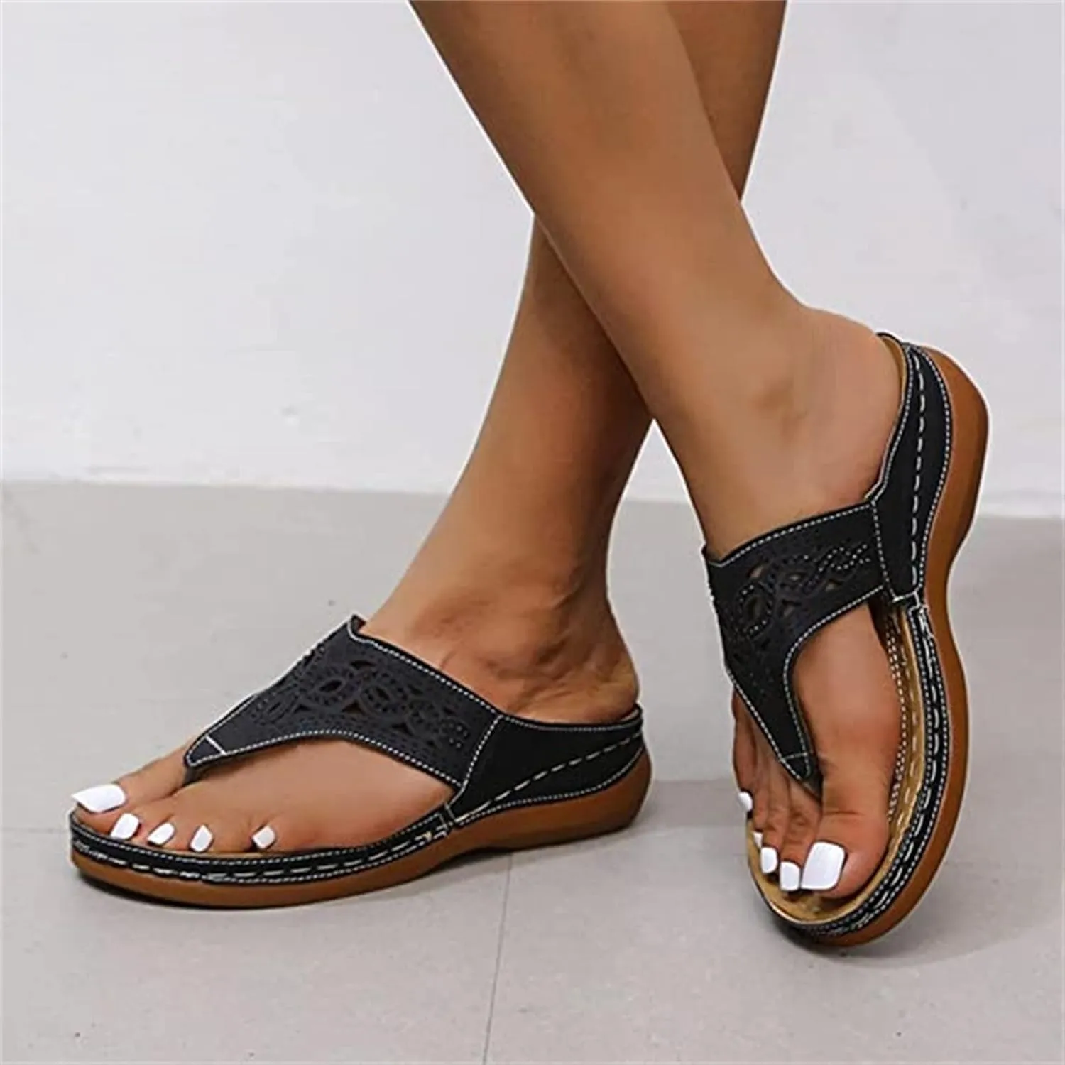 Ladmiple Orthotic Dress Sandals For Women With Arch Support Orthopedic Flip Flops Summer Comfortable Walking Slides