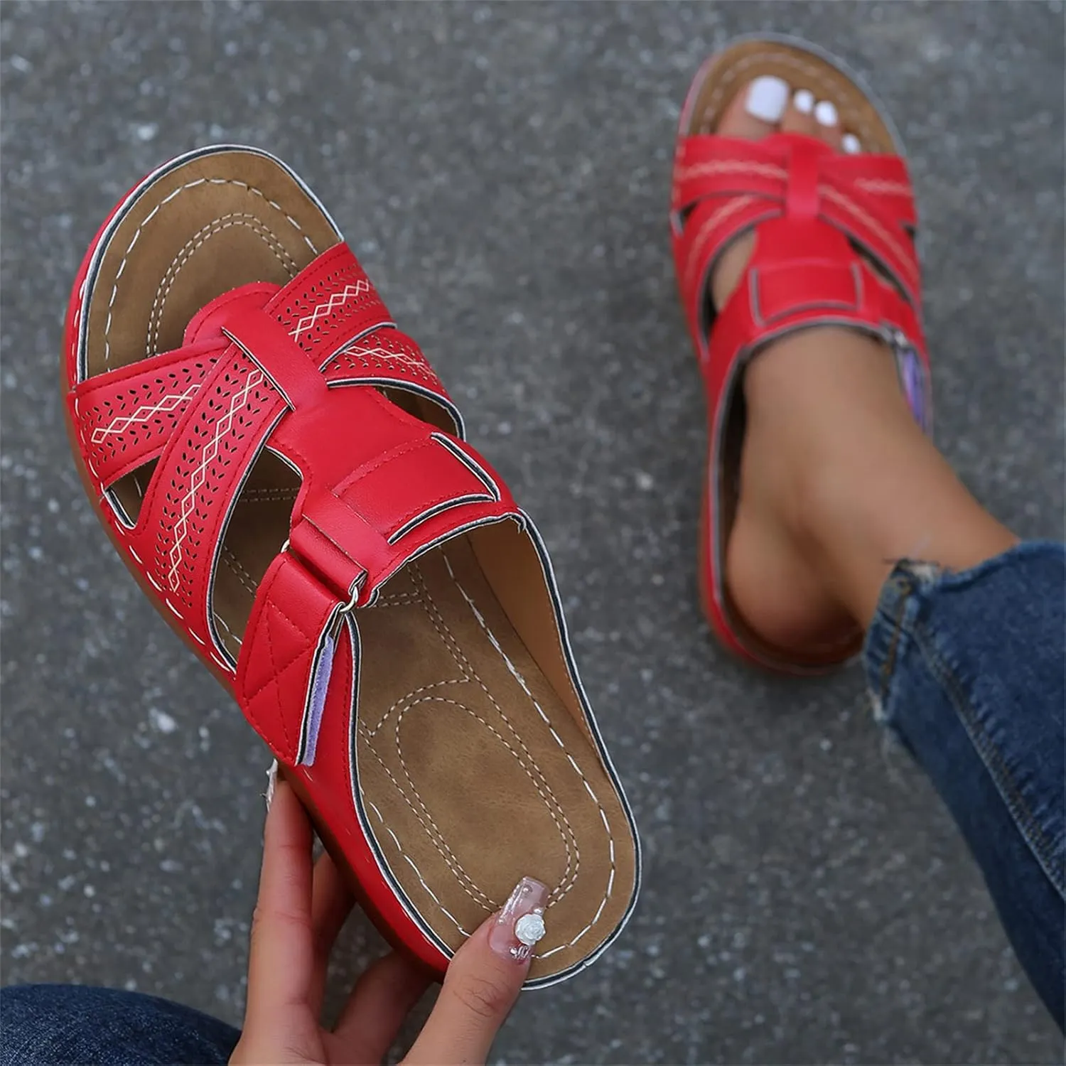 Ladmiple Orthotic Sandals For Women Plantar Fasciitis Comfortable Arch Support Dressy Summer Orthopedic Flip Flops Slides