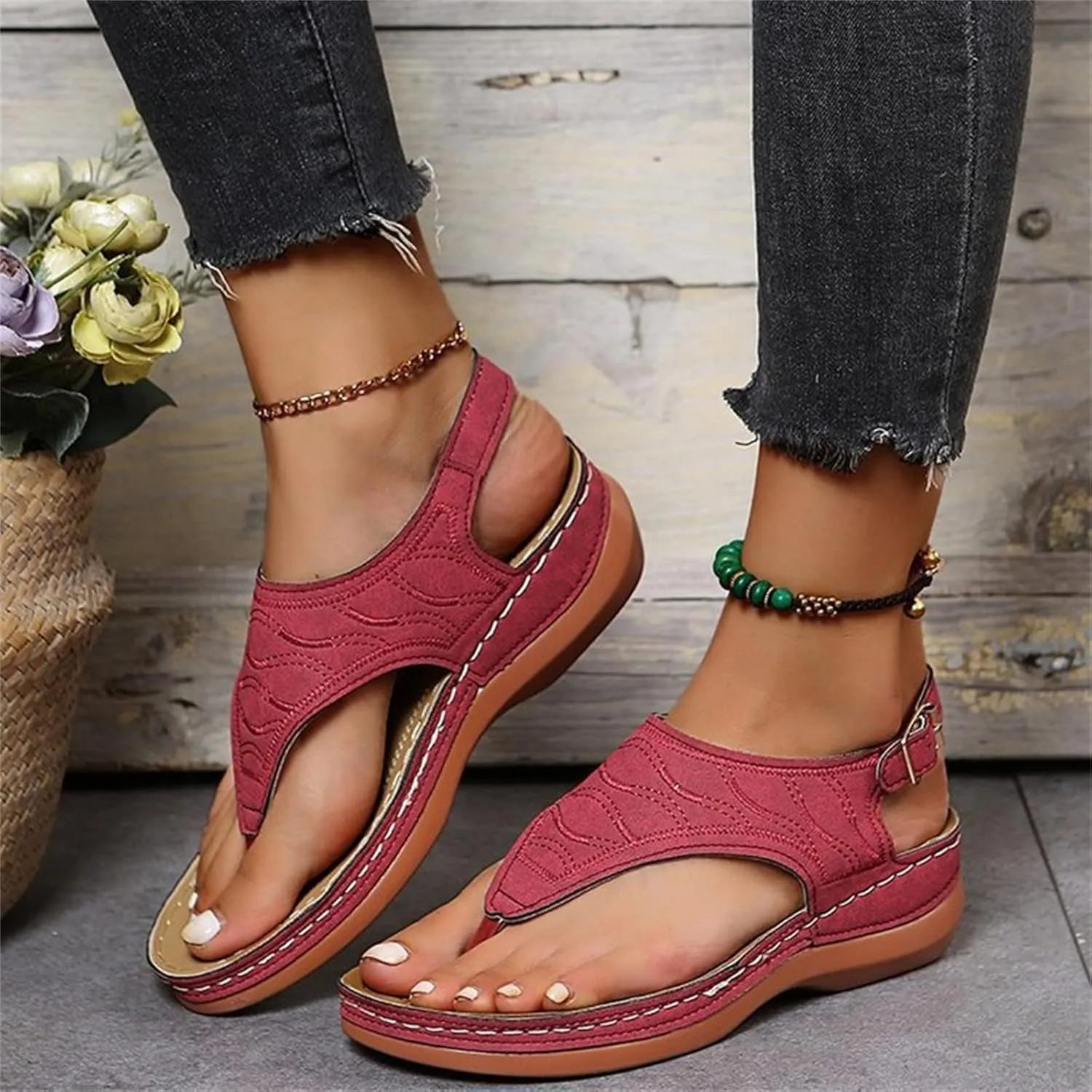 Ladmiple Orthotic Sandals For Women Wide Width Comfortable Arch Support Orthopedic Flip Flops Dressy Summer Walking Slides