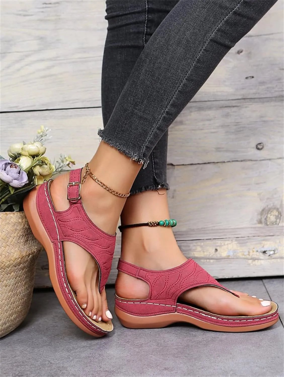 Ladmiple Orthotic Sandals For Women Wide Width Comfortable Arch Support Orthopedic Flip Flops Dressy Summer Walking Slides