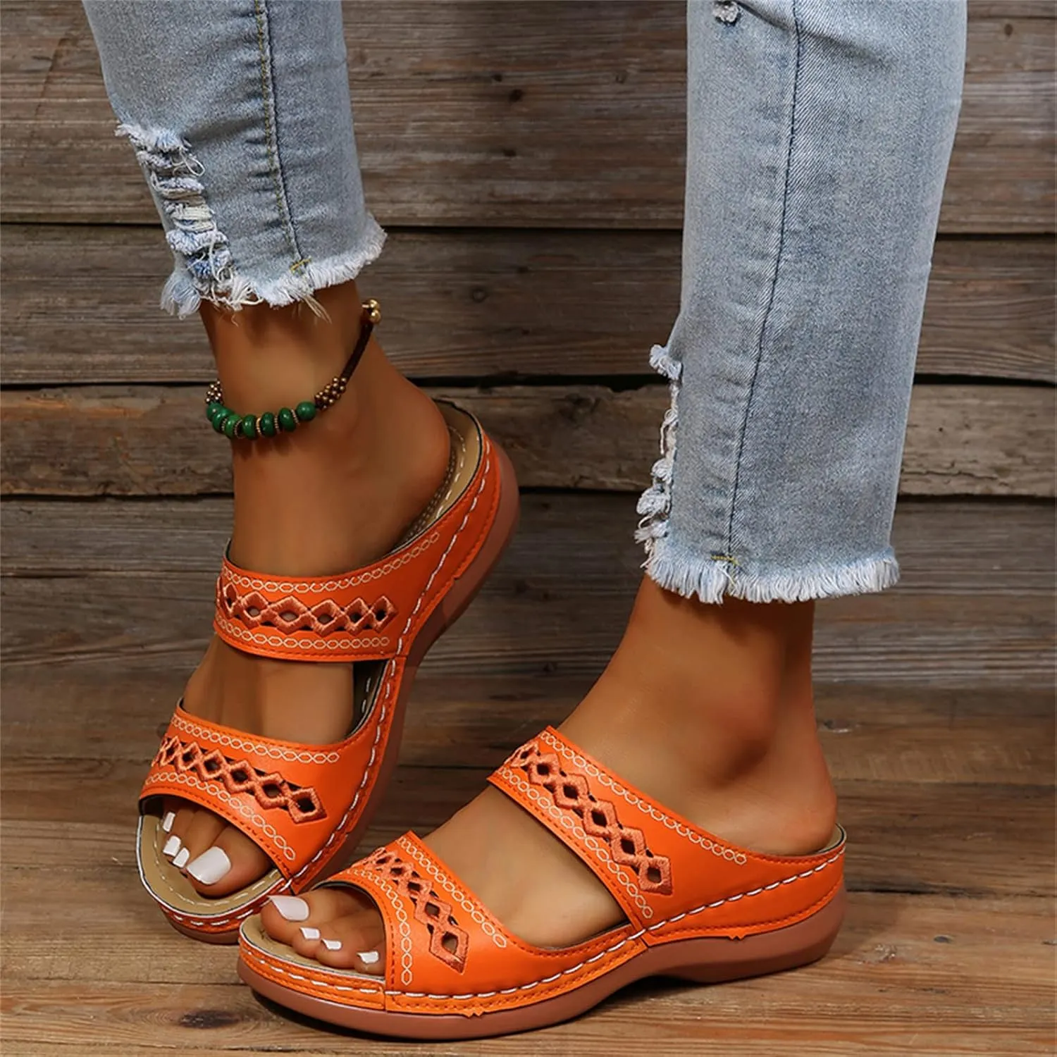 Ladmiple Sandals Women Comfortable Dressy Arch Support Orthopedic Slippers Summer Orthotic Flip Flops for Plantar Fasciitis