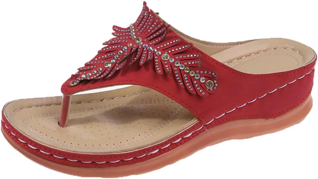 Ladmiple Sandals Women Dressy Summer Flat Flip Flops Orthopedic Sandals Comfortable Arch Support Orthotic Cute Walking Slides
