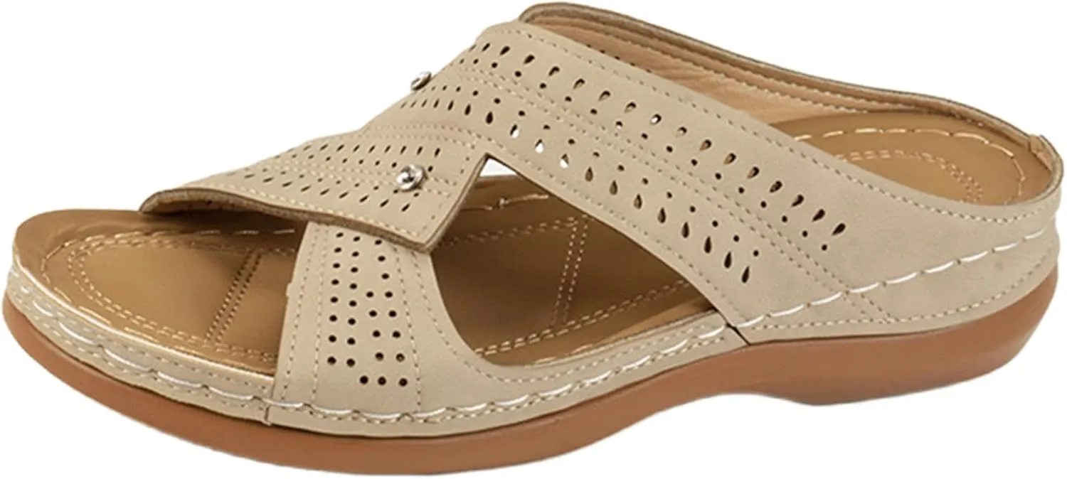 Ladmiple Womens Sandals Comfortable Arch Support Orthopedic Slides Slippers Plantar Fasciitis Summer Orthotic Flip Flops