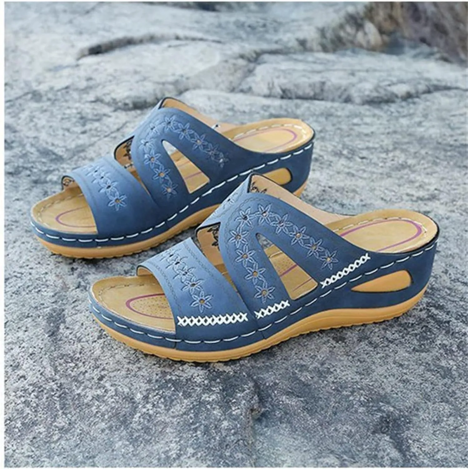 Ladmiple Womens Sandals Comfortable Slides Walking Orthopedic Slippers Dressy Summer Orthotic Flip Flops with Arch Support