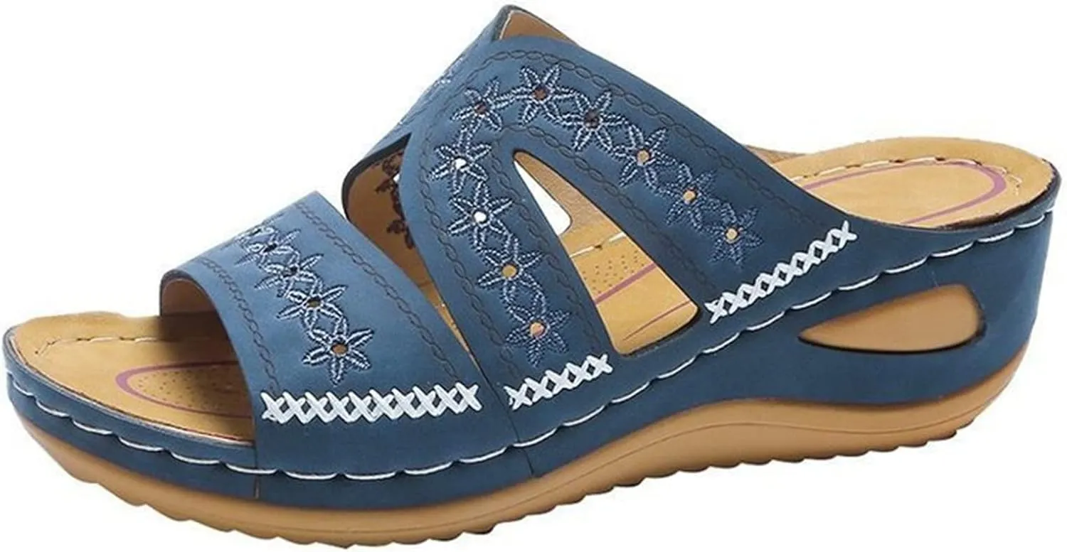 Ladmiple Womens Sandals Comfortable Slides Walking Orthopedic Slippers Dressy Summer Orthotic Flip Flops with Arch Support