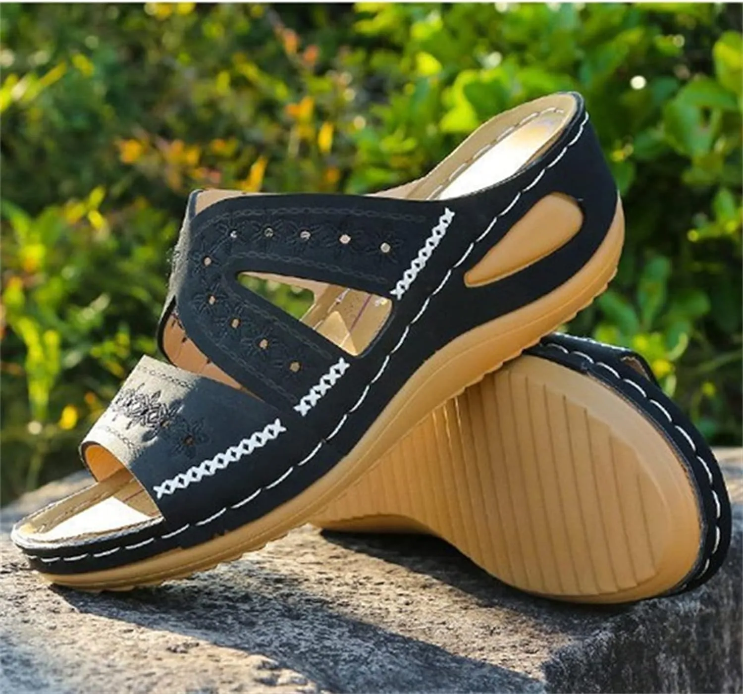 Ladmiple Womens Sandals Comfortable Slides Walking Orthopedic Slippers Dressy Summer Orthotic Flip Flops with Arch Support
