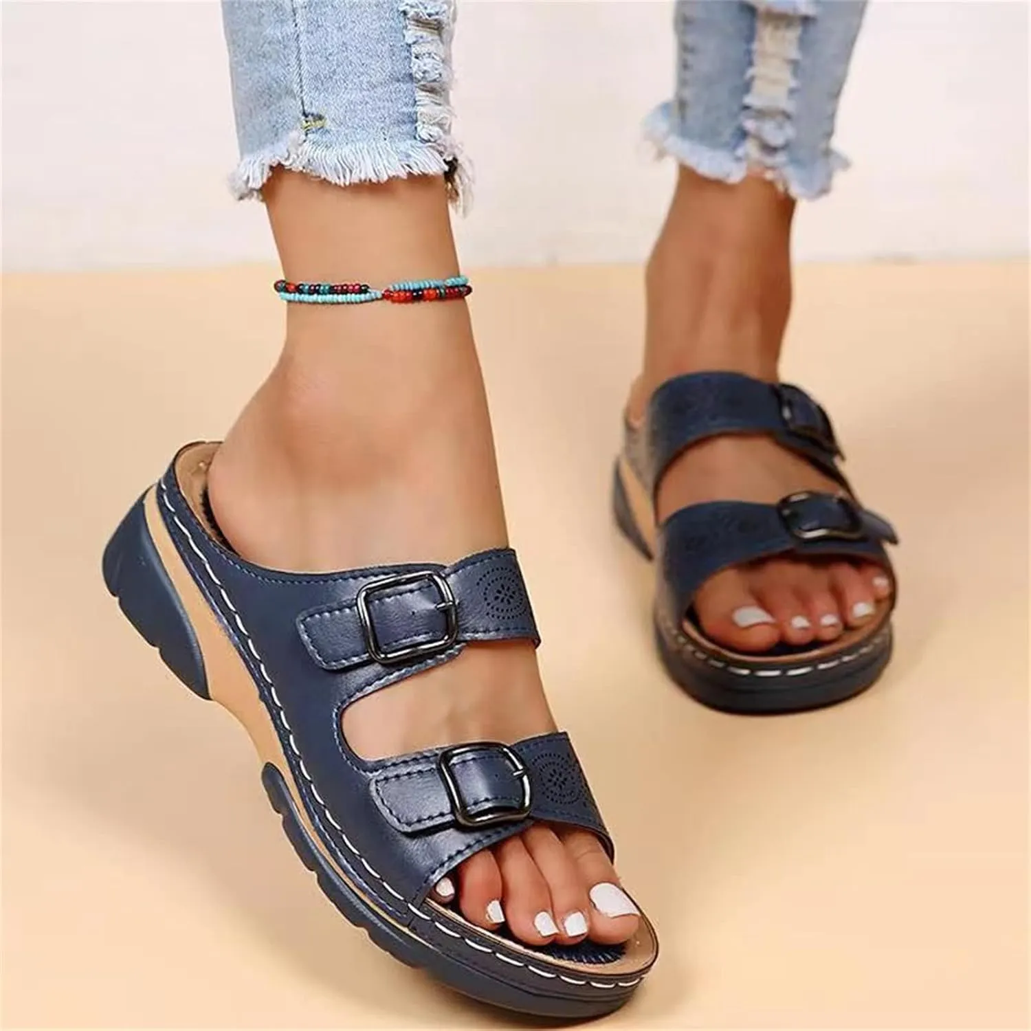 Ladmiple Womens Sandals Comfortable Walking Orthopedic Arch Support Flip Flops Dressy Summer Beach Shoes Orthotic Slides
