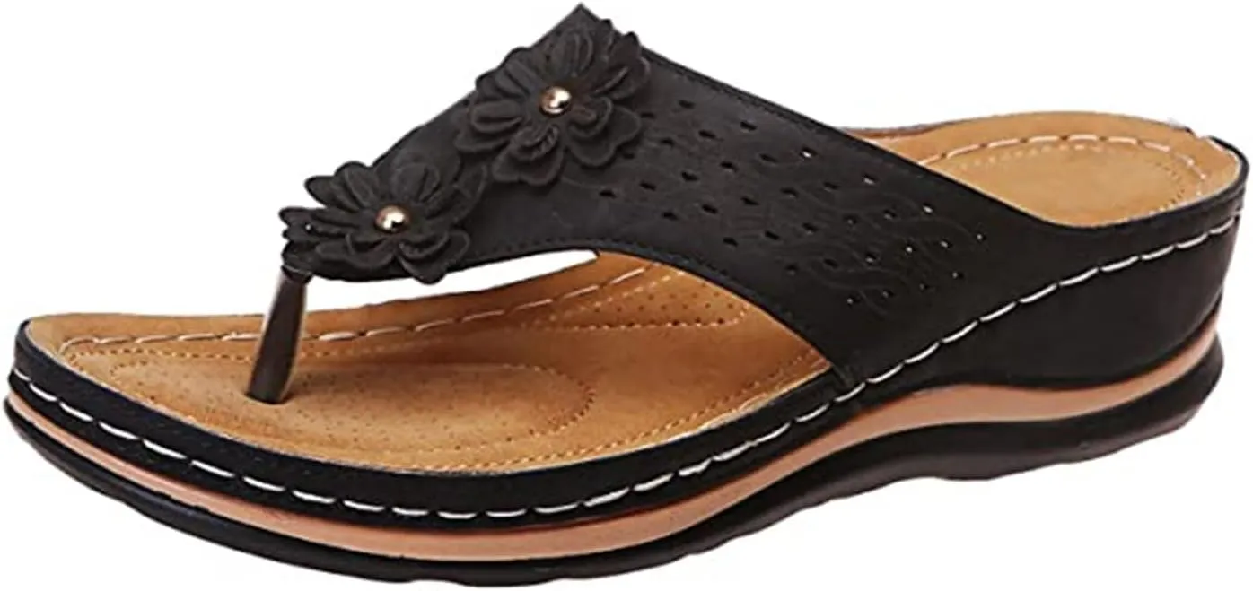 Ladmiple Women's Sandals Comfortable With Arch Support Orthopedic Thong Flip Flops Soft Summer Shoes Dressy Orthotic Slides