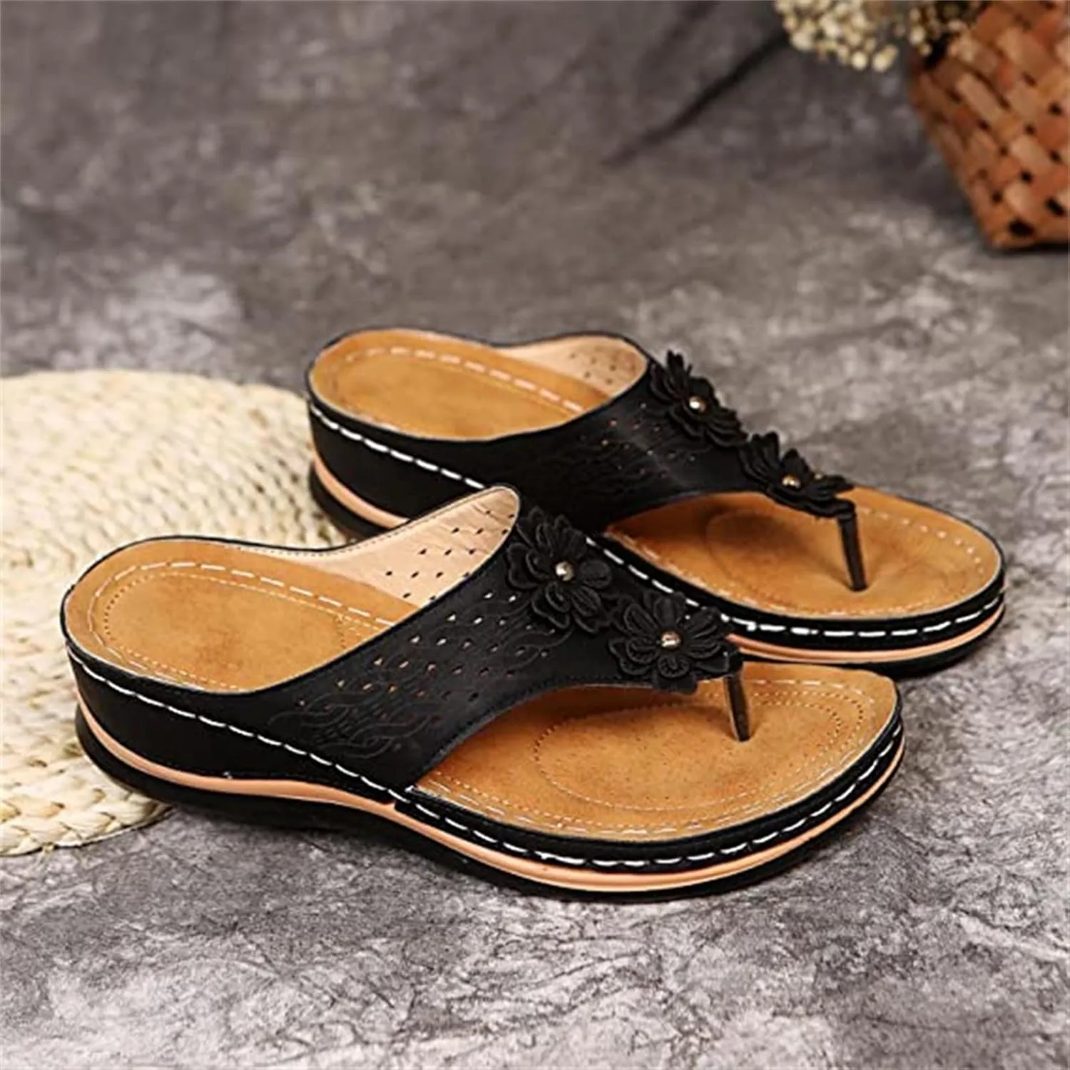 Ladmiple Women's Sandals Comfortable With Arch Support Orthopedic Thong Flip Flops Soft Summer Shoes Dressy Orthotic Slides