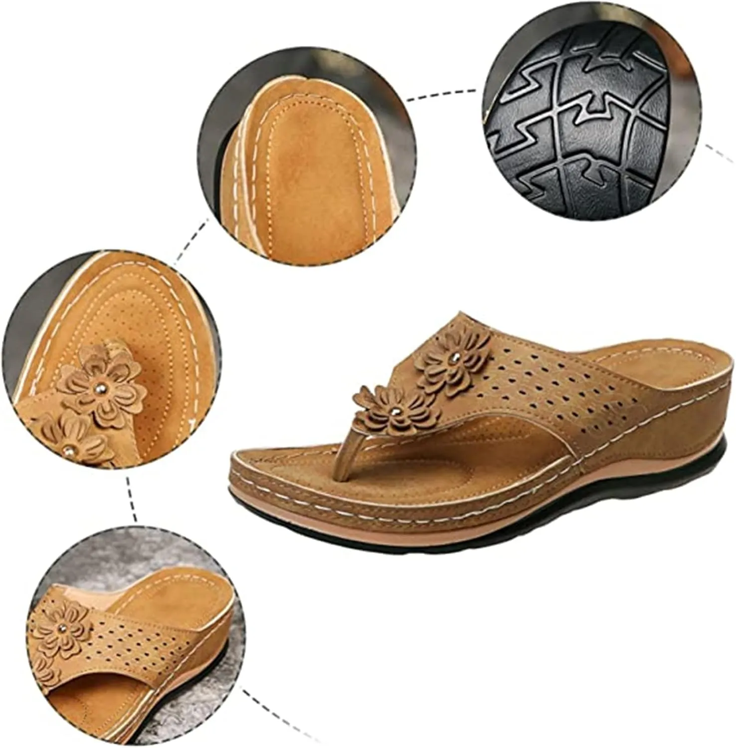 Ladmiple Women's Sandals Comfortable With Arch Support Orthopedic Thong Flip Flops Soft Summer Shoes Dressy Orthotic Slides