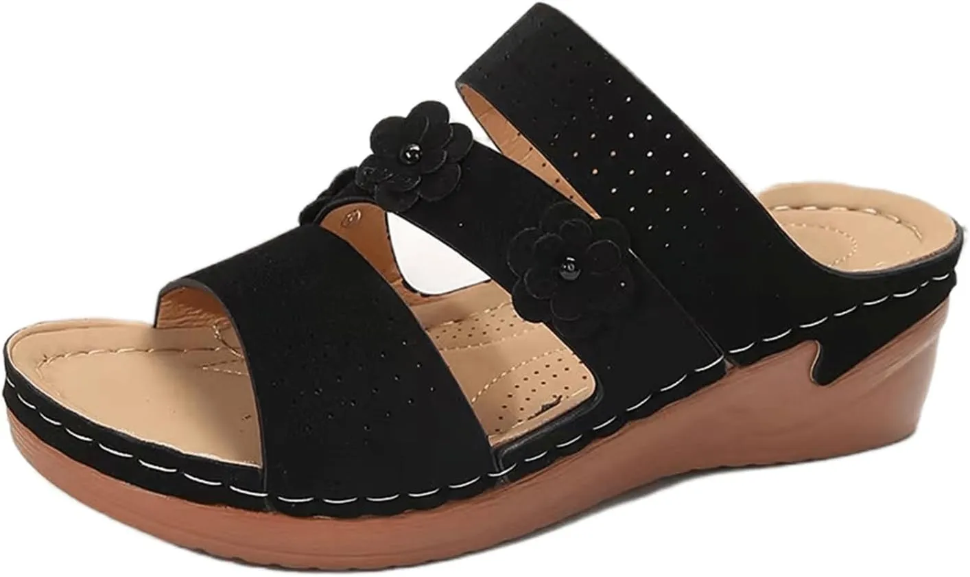 Ladmiple Womens Sandals Dressy Flat Arch Support Comfortable Walking Orthopedic Flip Flops Summer Orthotic Slides Beach Shoes