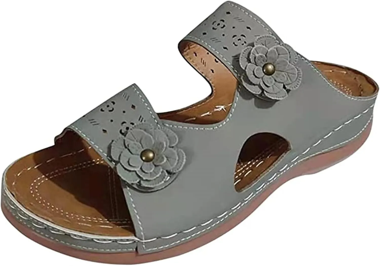 Ladmiple Womens Sandals Dressy Flat Comfortable Arch Support Orthopedic Slides Orthotic Flip Flops for Plantar Fasciitis