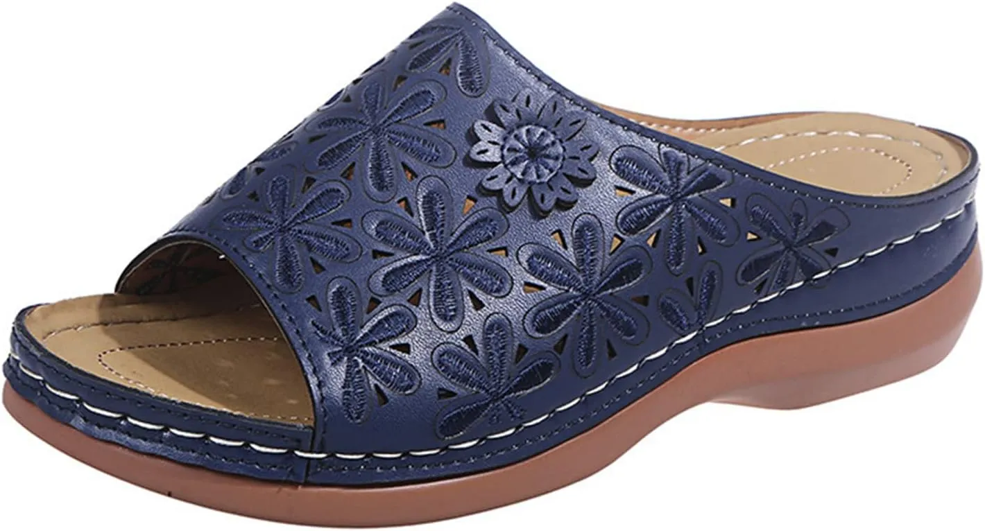 Ladmiple Women's Sandals With Arch Support Orthotic Plantar Fasciitis Comfortable Orthopedic Slides Flips Flops for Flat feet