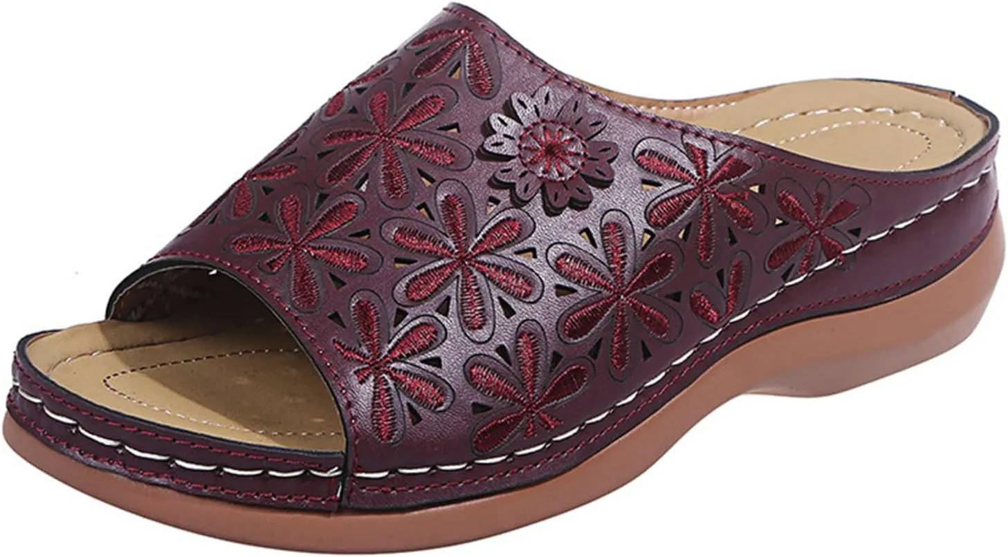 Ladmiple Women's Sandals With Arch Support Orthotic Plantar Fasciitis Comfortable Orthopedic Slides Flips Flops for Flat feet