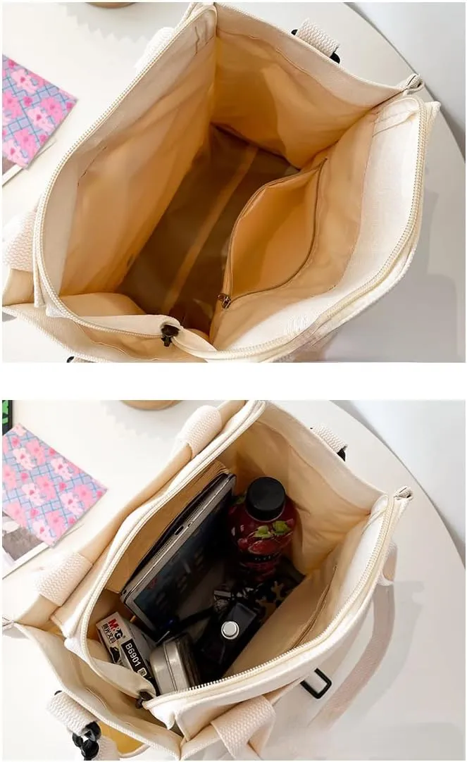 LAPRBY Canvas Tote Bag Aesthetic Tote Bag Aesthetic Bucket Bag Canvas Crossbody Bags for Women