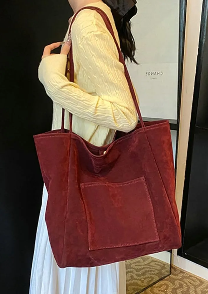 Large Suede Tote Bag for Women Retro Slouchy Shoulder Bag Brown Suede Purse Satchel Bag Work College Handbag Winter