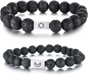 Lava Bead Bracelets for Women, Couple Bracelets Stretch Bracelets for Women Men Couples Gifts 8mm/10mm