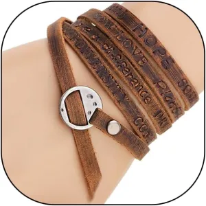 Layered Leather Wrap Bracelets for Men Women Boho Trendy Stackable Braided Brown Cuff Bracelets Adjustable Simple Minimalist Bracelets Jewelry Gift