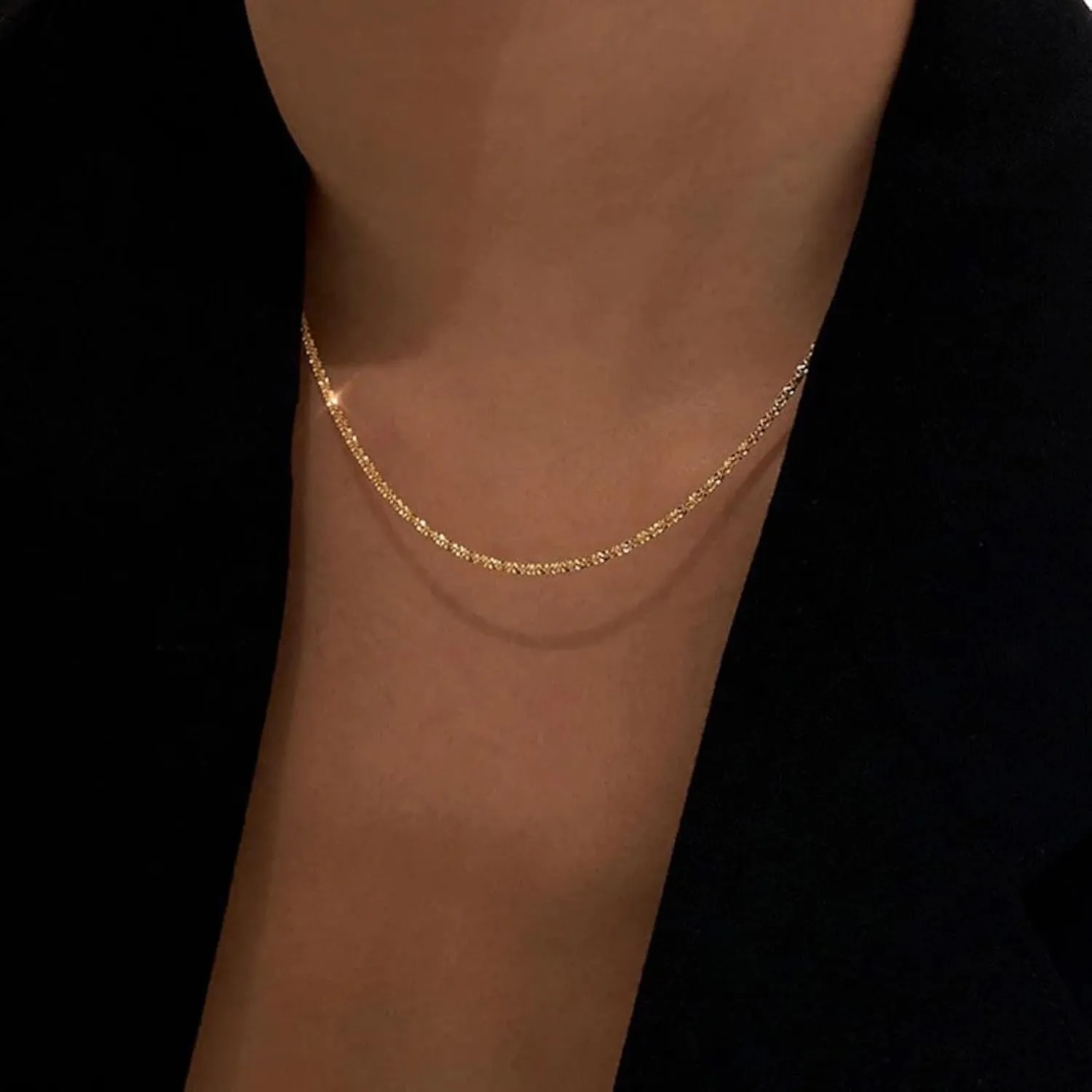 Layered Necklaces for Women Silver Plated Dainty Snake Twist Rope Delicate Layered Necklace Different Length Choker Necklaces Silver Jewelry for Women