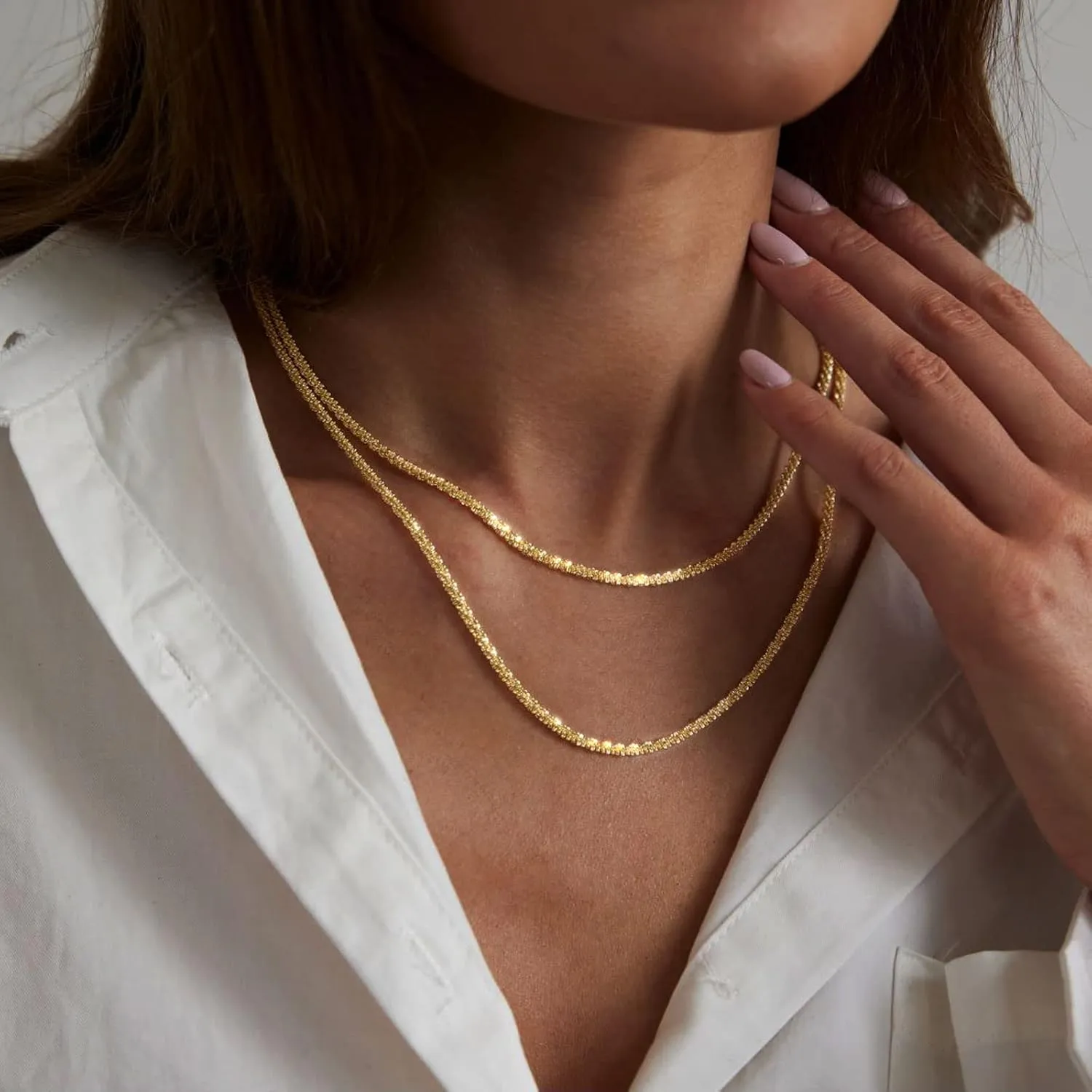 Layered Necklaces for Women Silver Plated Dainty Snake Twist Rope Delicate Layered Necklace Different Length Choker Necklaces Silver Jewelry for Women