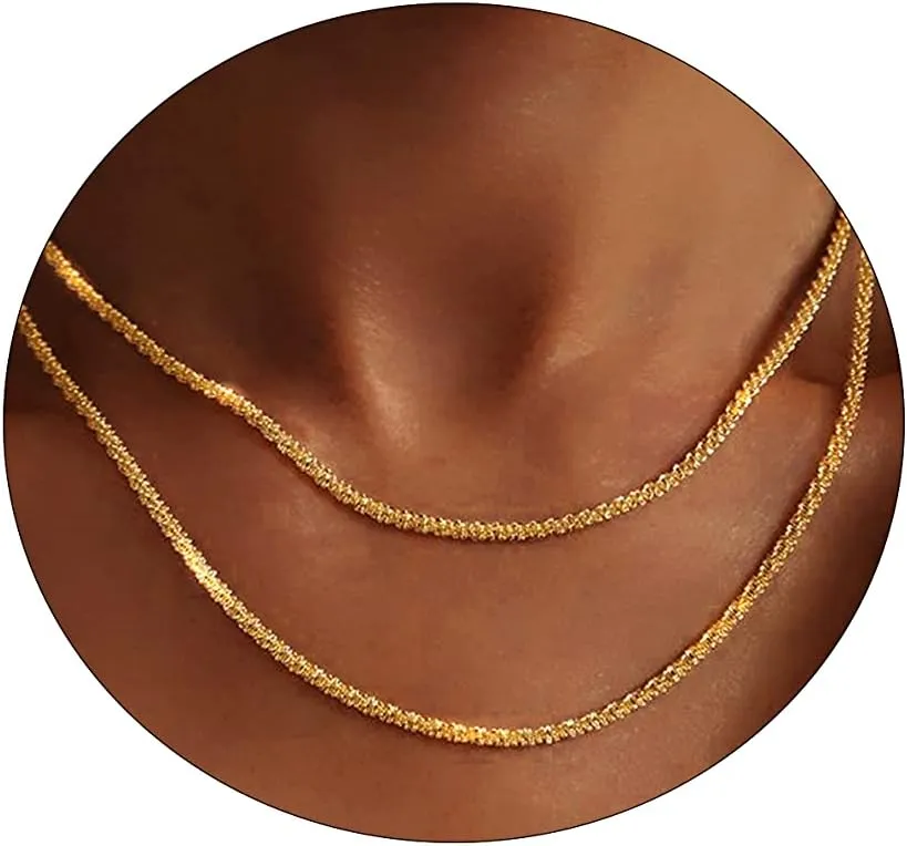 Layered Necklaces for Women Silver Plated Dainty Snake Twist Rope Delicate Layered Necklace Different Length Choker Necklaces Silver Jewelry for Women