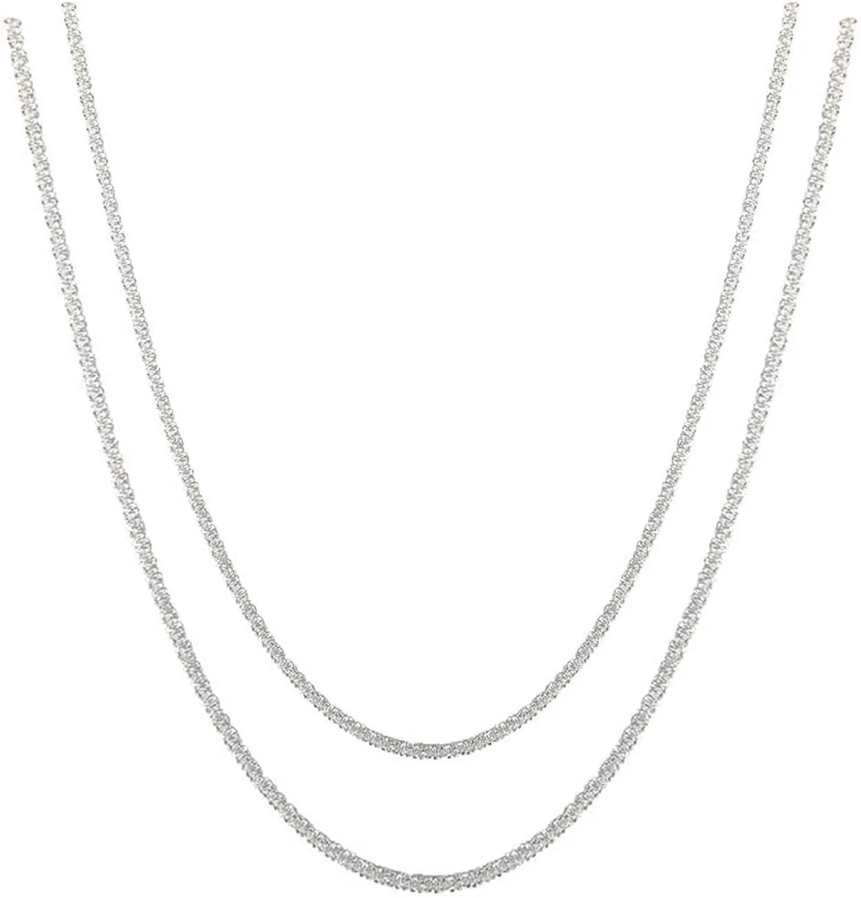 Layered Necklaces for Women Trendy Tennis Choker Silver Plated Long Lariat Necklace Adjustable Dainty Snake Twist Rope Delicate Layered Necklace Simple Bling Chain Jewelry Gifts