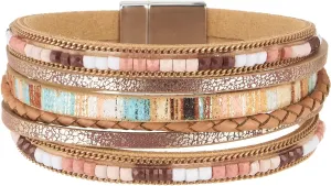 Leather Bracelets for Women Trendy Boho Cuff Bracelet Layered Bangle with Clasp Hand Wrist Jewelry Western