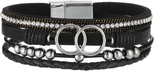 Leather Bracelets for Women Trendy Boho Cuff Bracelet Layered Bangle with Clasp Hand Wrist Jewelry Western